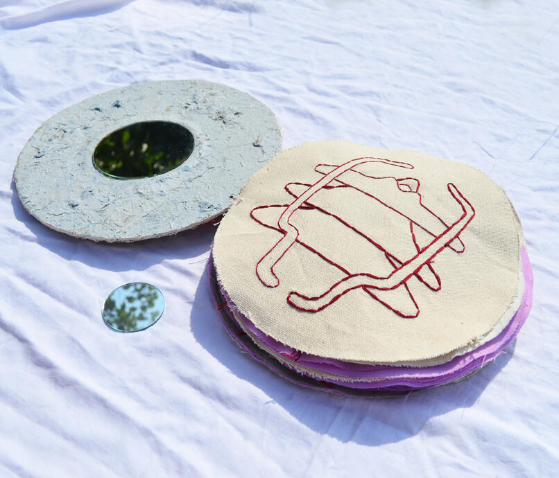 AHAMKARA-"Ahamkara acts as a conscious entity within reality, separate from its own consciousness." Ahamkara is embroidery book with text both in English and Czech language.